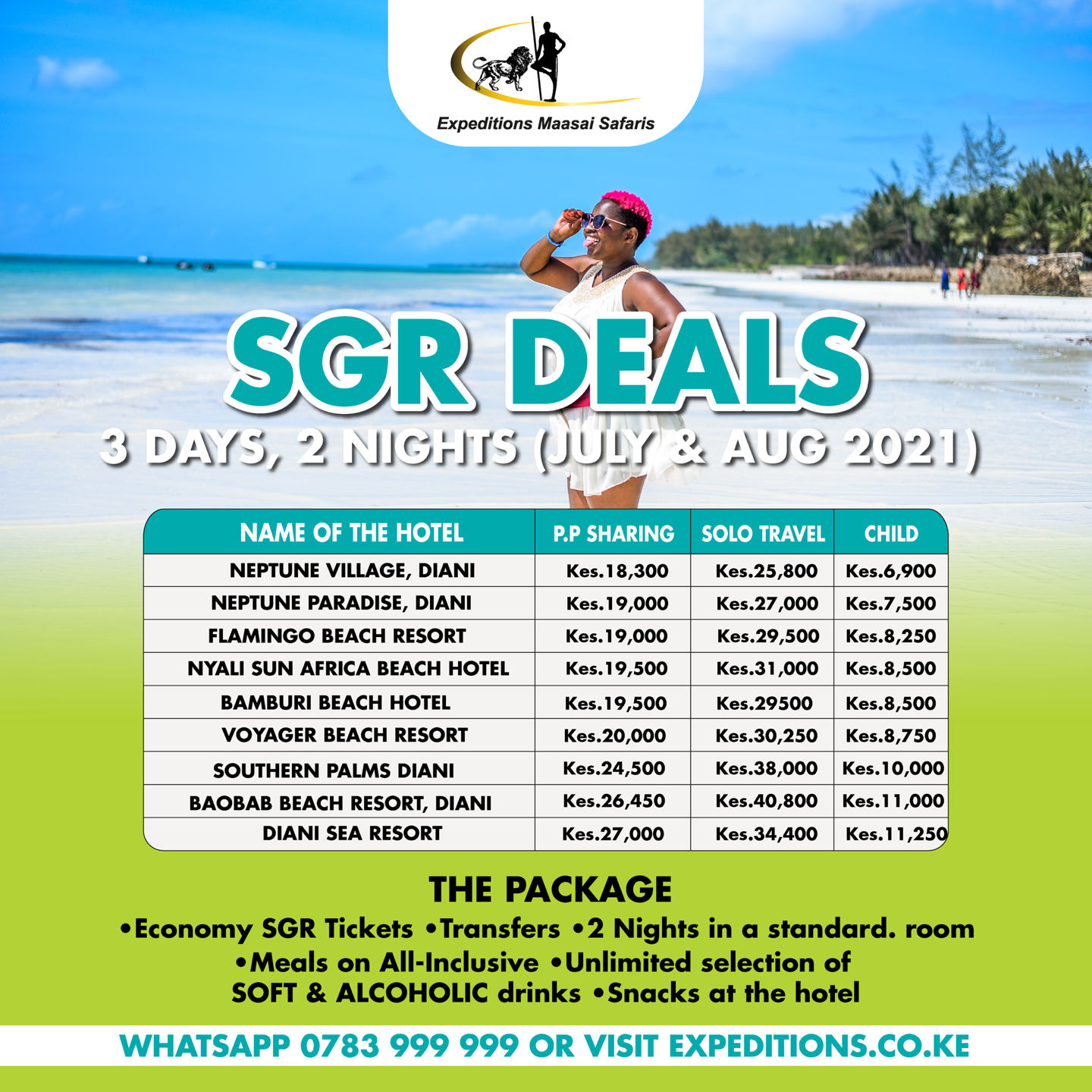 Enjoy the most discounted 3 days, 2 nights Mombasa SGR packages