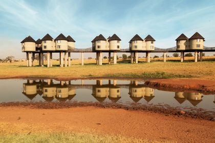 A magnificent view of the cottages at the Salt Lick Safari Lodge