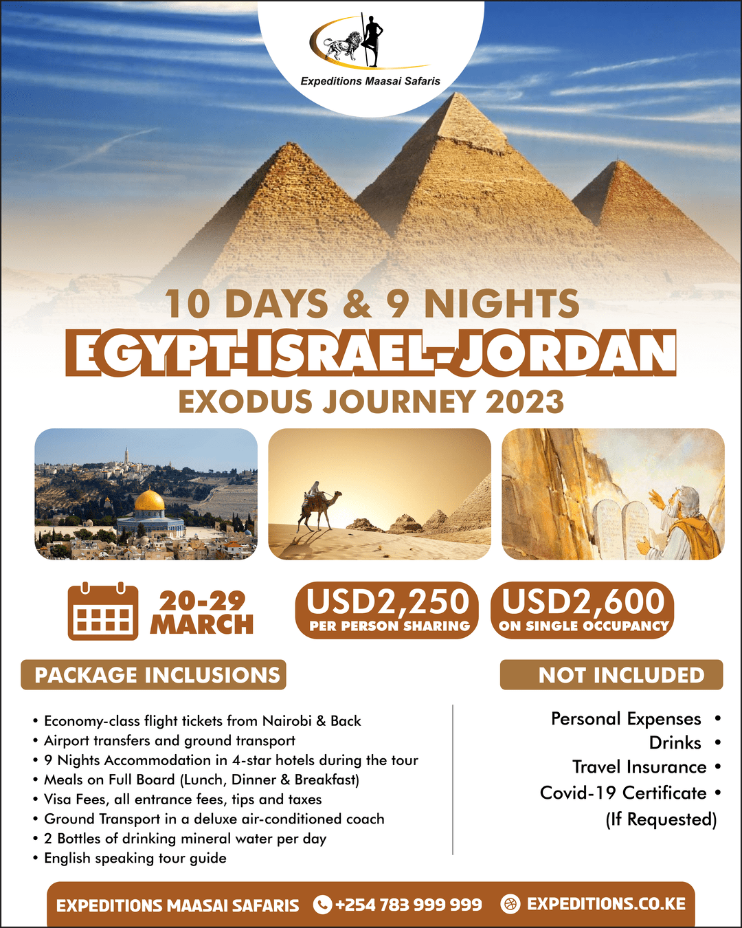 10 Days, 8 Nights Egypt Israel Christian Pilgrimage Package from Kenya