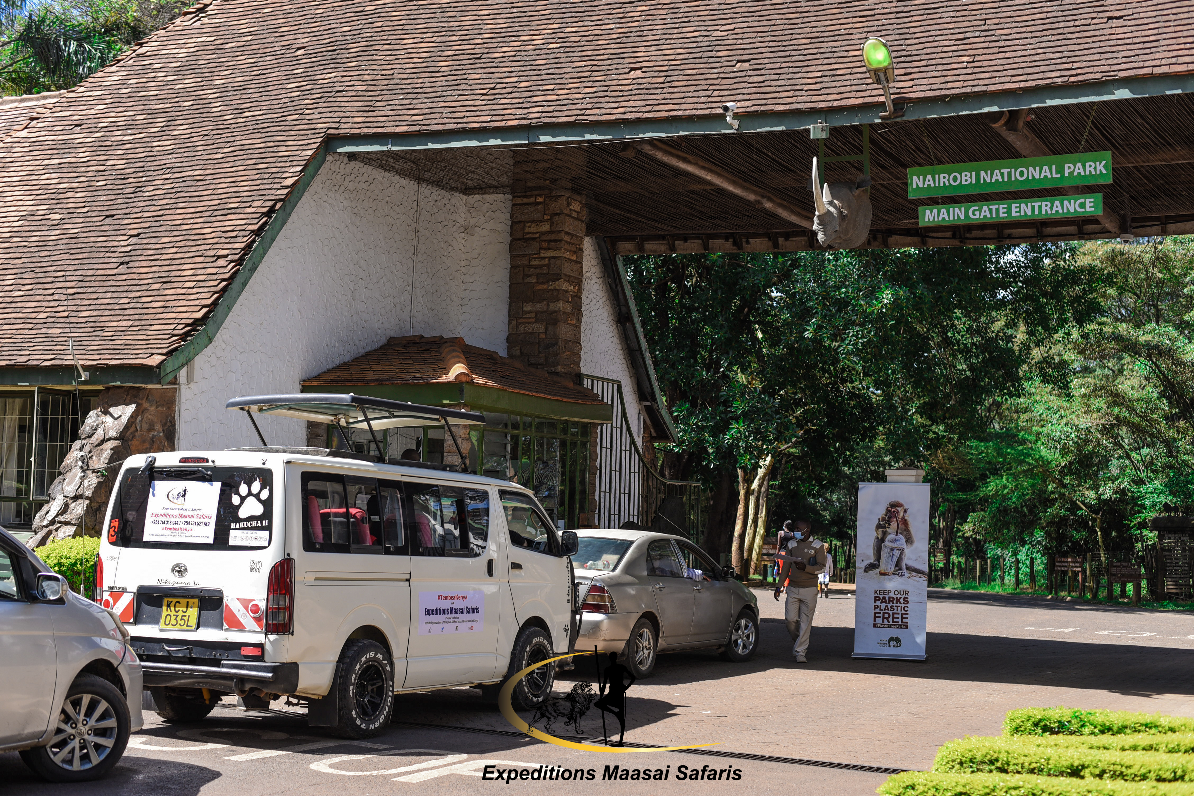 A van in Nairobi National Park
