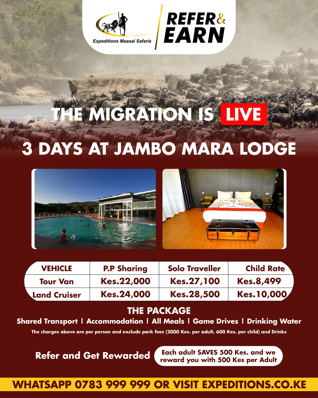 Get rewarded when you refer others to travel with Expeditions Maasai Safaris