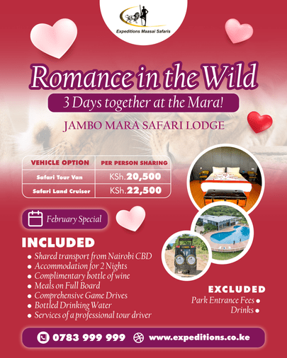 Treat your loved one to a memorable 3 days masai mara valentine safari at the Jambo Mara Safari Lodge