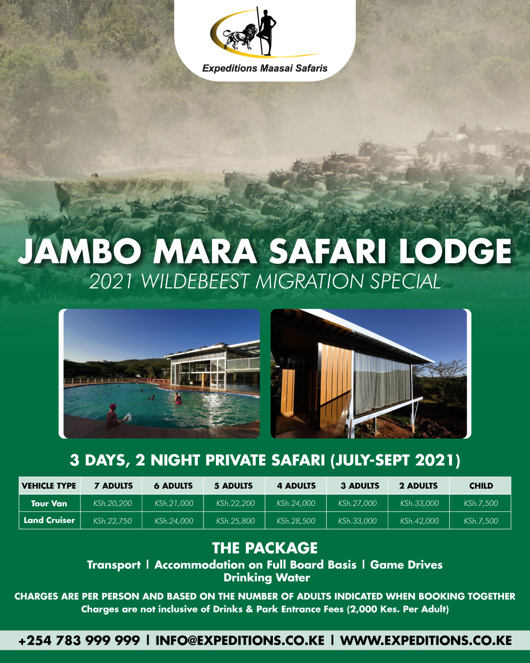 Experience the 2021 wildebeest migration with our Jambo Mara Safari Lodge 2021 package